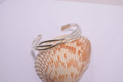 BA01. Three strand silver bangle