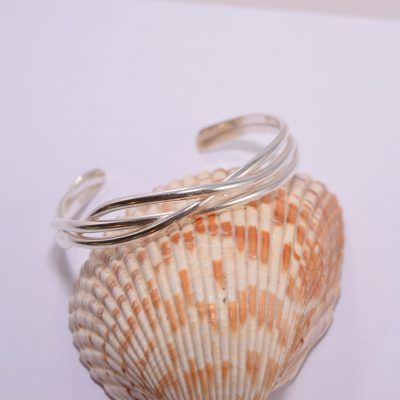 BA01. Three strand silver bangle