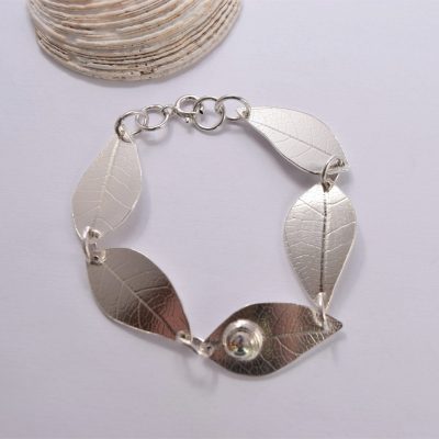 BR02. Leaf bracelet with snail detail