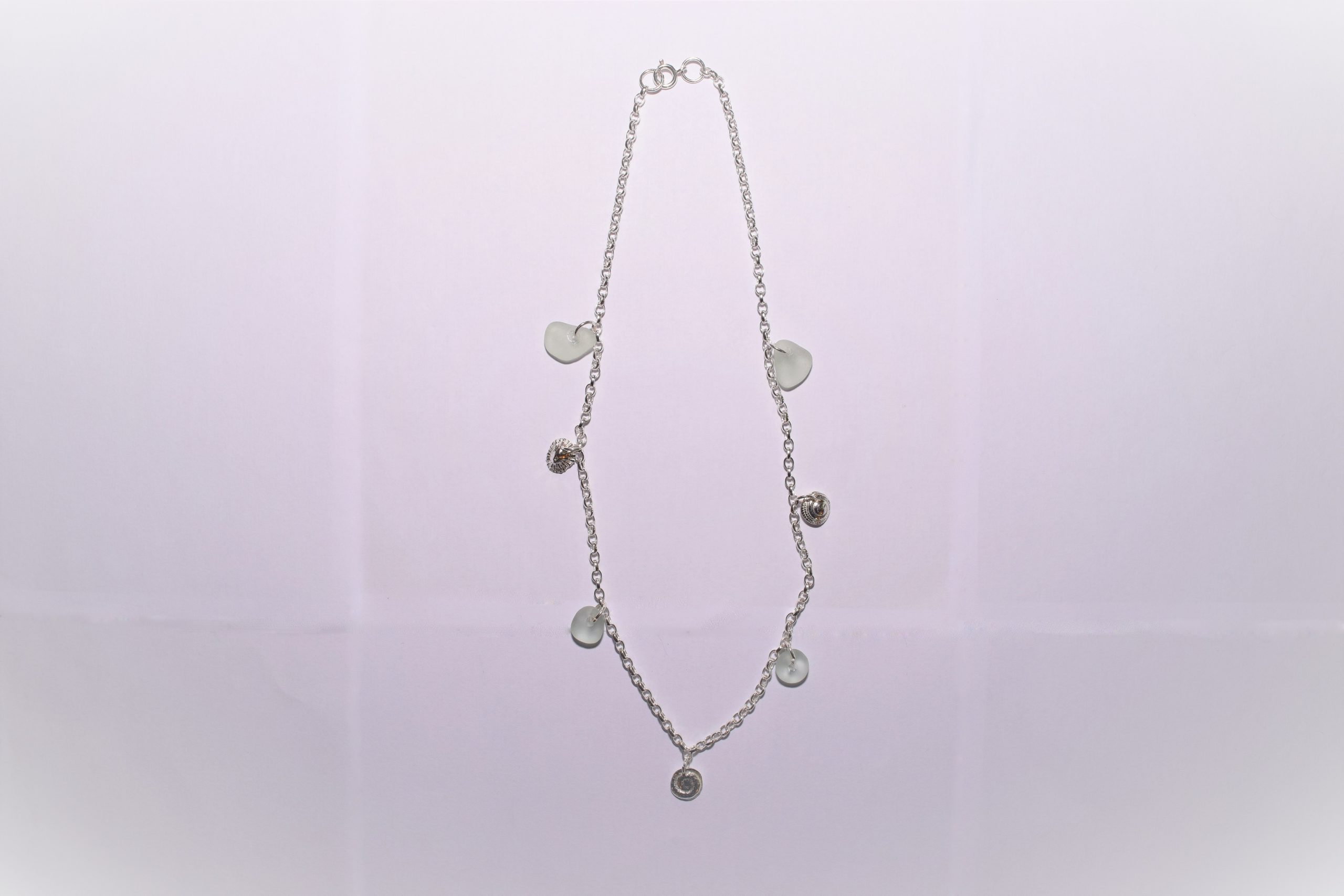 NP36. Silver shells and sea glass necklace - Image 2