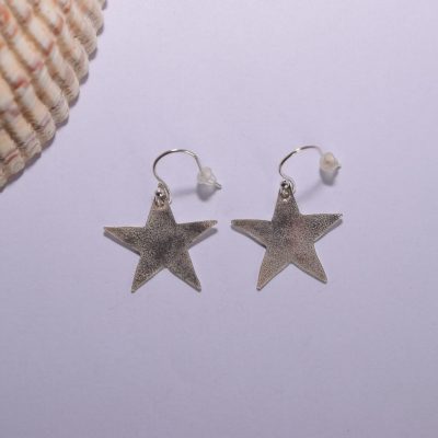EA79. Reticulated silver star earrings