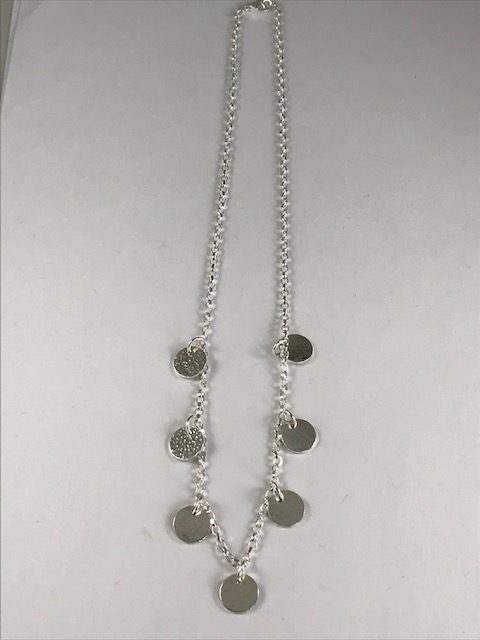 NP38. Silver Hammered Circles Necklace - Image 3