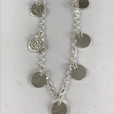 NP38. Silver Hammered Circles Necklace