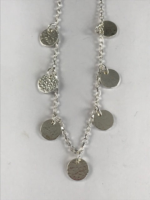 NP38. Silver Hammered Circles Necklace