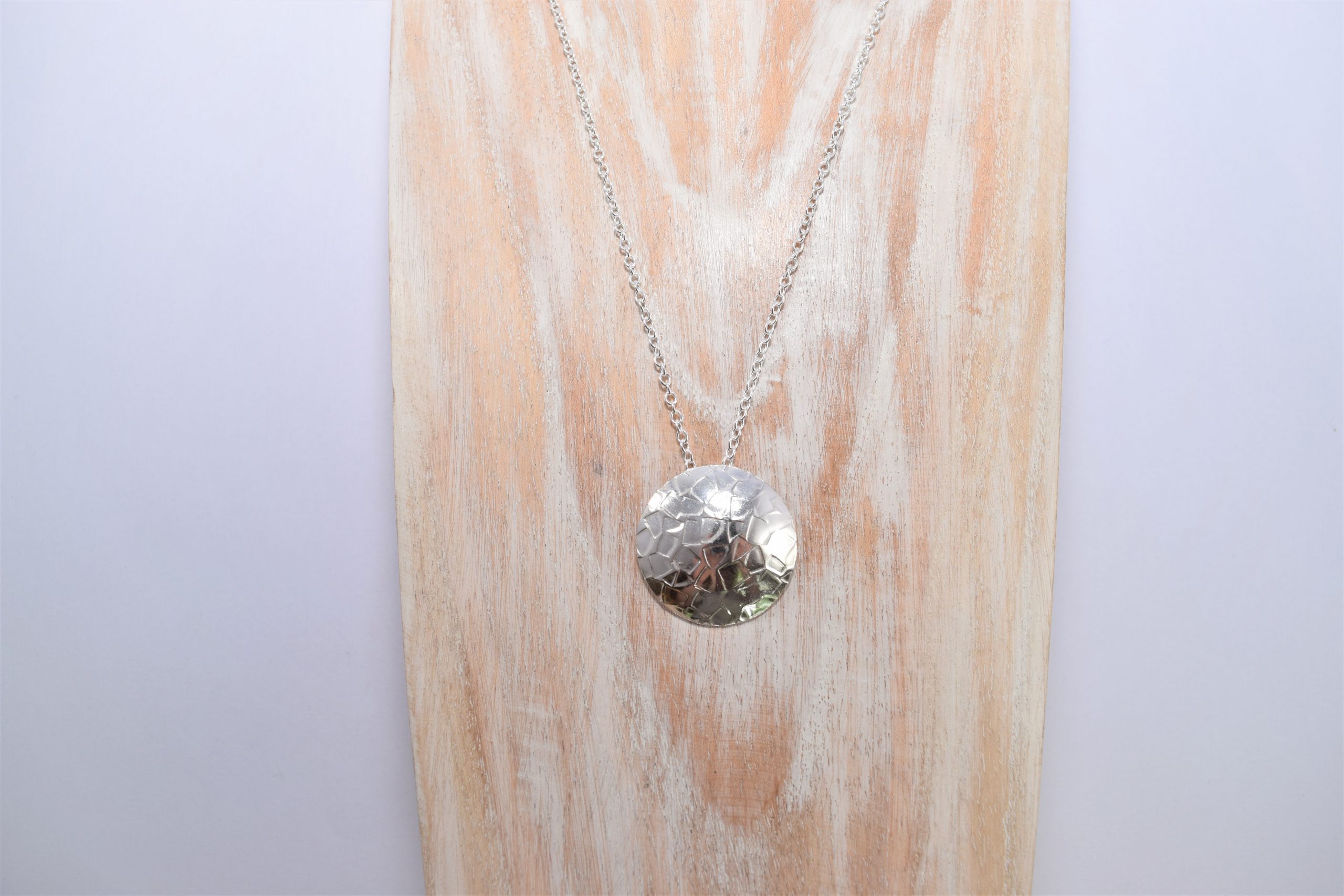 NP45. Textured silver disc pendant - Image 3
