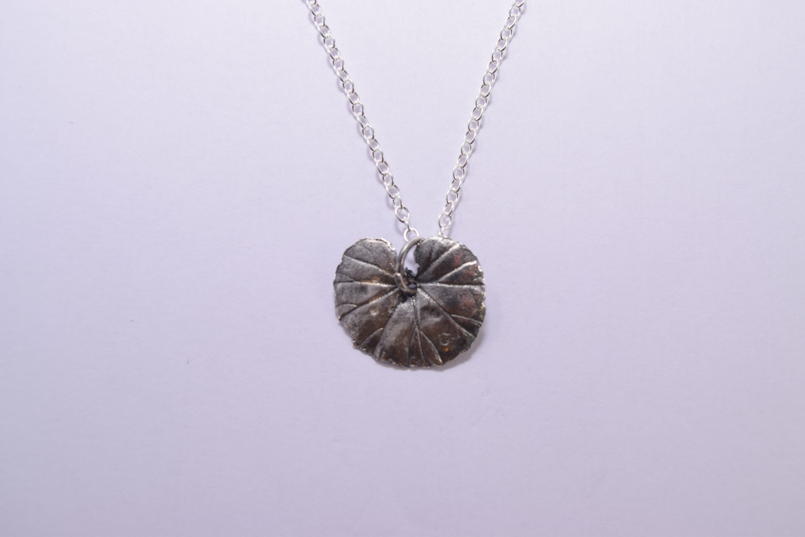 NP13. Oxidised fine silver geranium leaf - Image 2