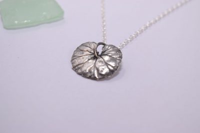 NP13. Oxidised fine silver geranium leaf