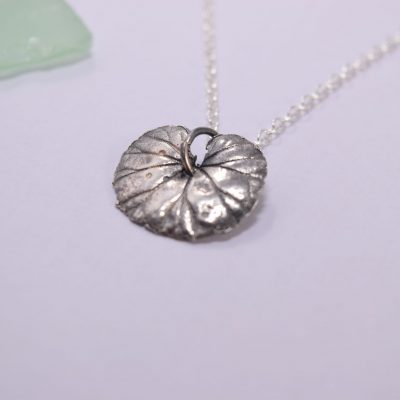 NP13. Oxidised fine silver geranium leaf