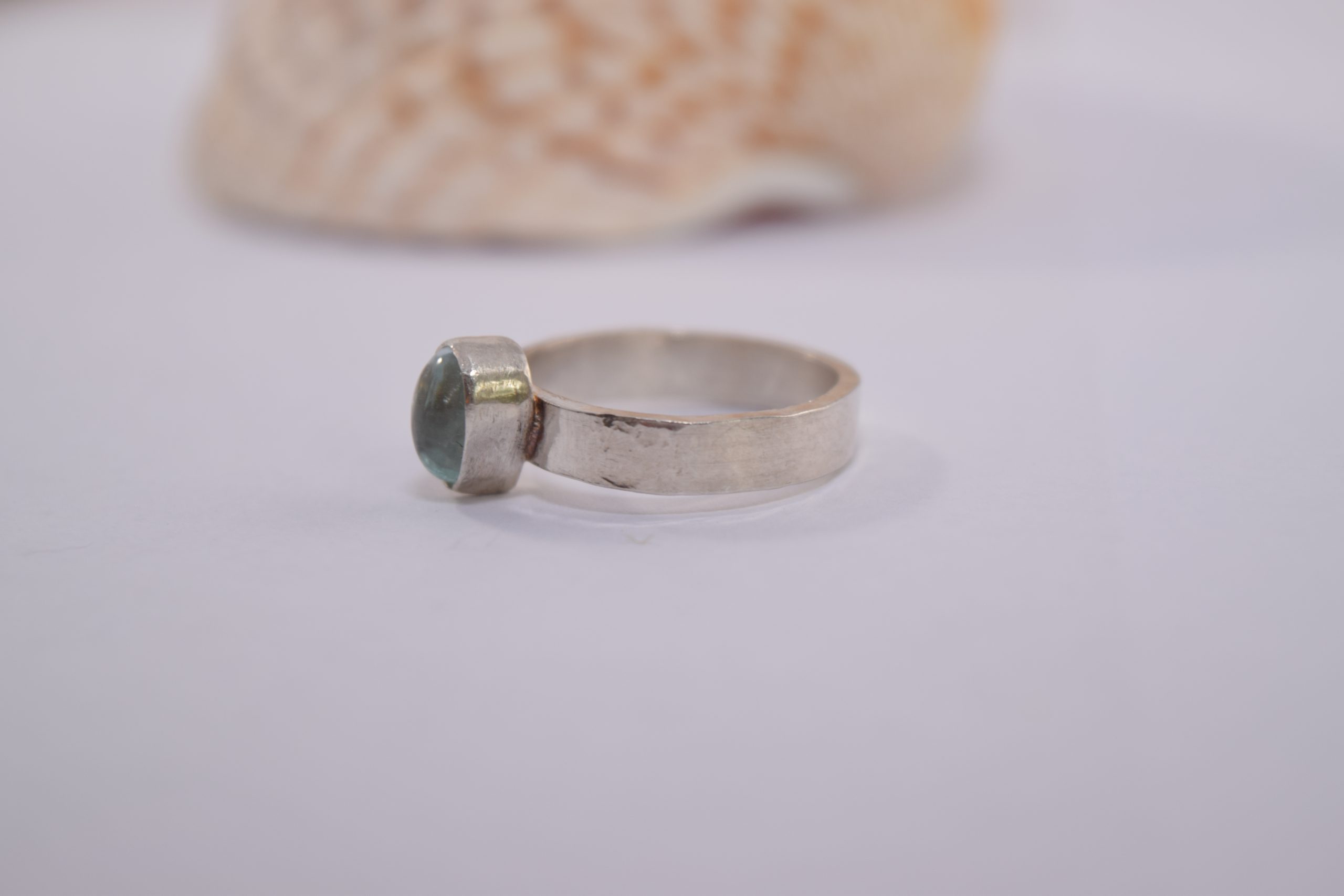 R26. Silver ring with teardrop aqua marine stone - Image 2