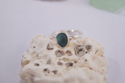 R10. Blue sea glass silver ring