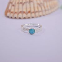 R11. Silver stacking ring with turquoise stone