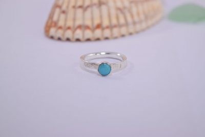 R11. Silver stacking ring with turquoise stone