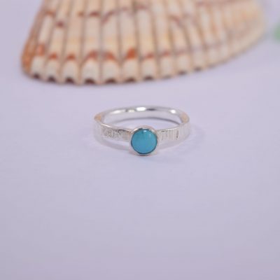 R11. Silver stacking ring with turquoise stone
