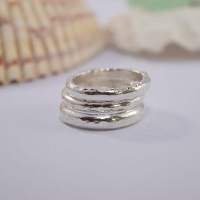 R17. Silver hammered stacking rings (one ring)