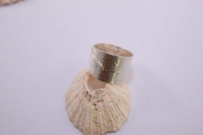 R19. Wrap around leaf print silver ring