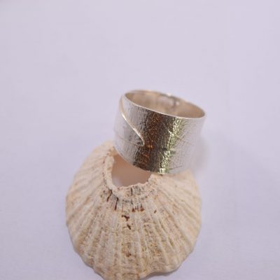 R19. Wrap around leaf print silver ring