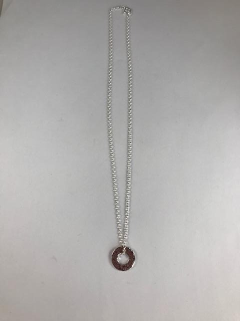 NP23. Abstract oval reticulated silver pendant - Image 3